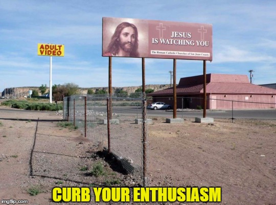 Strategically Placed | CURB YOUR ENTHUSIASM | image tagged in signs/billboards | made w/ Imgflip meme maker