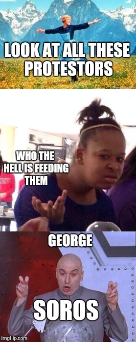 LOOK AT ALL THESE PROTESTORS; WHO THE HELL IS FEEDING THEM; GEORGE; SOROS | image tagged in protests | made w/ Imgflip meme maker