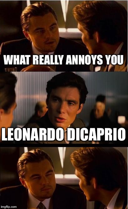 Leonardo DiCaprio just got roasted :/ | WHAT REALLY ANNOYS YOU; LEONARDO DICAPRIO | image tagged in memes,inception | made w/ Imgflip meme maker