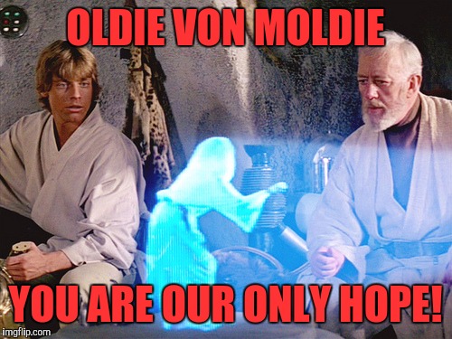 Princess Leia | OLDIE VON MOLDIE; YOU ARE OUR ONLY HOPE! | image tagged in princess leia | made w/ Imgflip meme maker