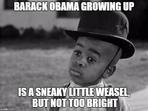 BARACK OBAMA GROWING UP IS A SNEAKY LITTLE WEASEL, BUT NOT TOO BRIGHT | made w/ Imgflip meme maker