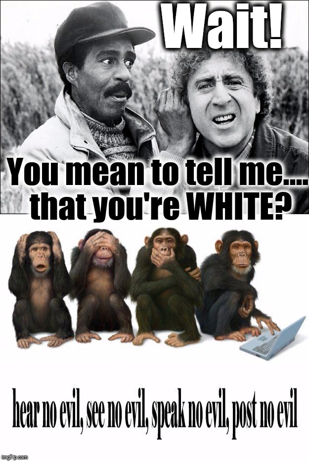 Wait! You mean to tell me.... that you're WHITE? | made w/ Imgflip meme maker