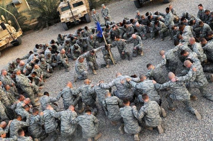 American Soldiers Praying in Jesus' Name 001 Blank Meme Template