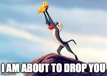 lion king | I AM ABOUT TO DROP YOU | image tagged in lion king | made w/ Imgflip meme maker