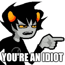 Karkat Pointing | YOU'RE AN IDIOT | image tagged in memes | made w/ Imgflip meme maker