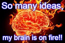 Brain on Fire | So many ideas, my brain is on fire!! | image tagged in brain on fire | made w/ Imgflip meme maker