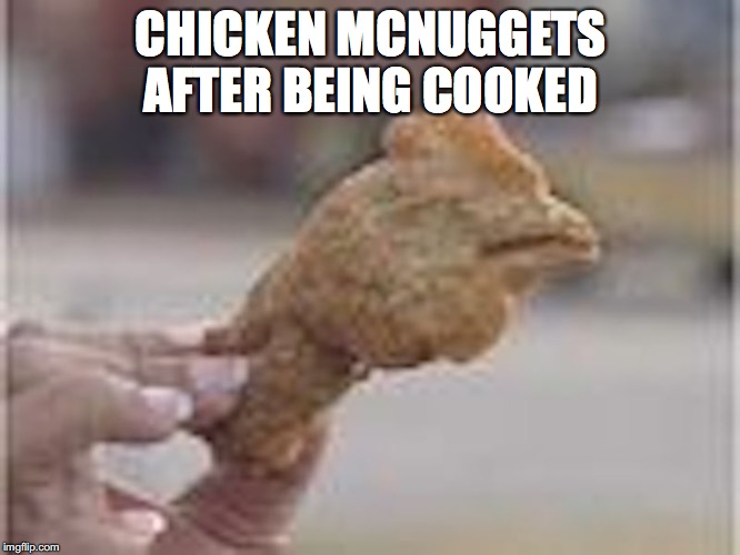 Fried Chicken Head | CHICKEN MCNUGGETS AFTER BEING COOKED | image tagged in chicken head,mcdonalds,memes | made w/ Imgflip meme maker