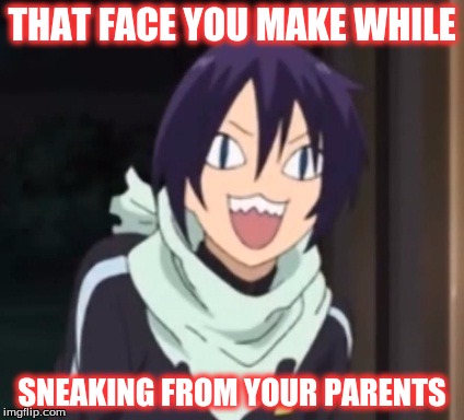 Yato Troll Face | THAT FACE YOU MAKE WHILE; SNEAKING FROM YOUR PARENTS | image tagged in yato troll face | made w/ Imgflip meme maker