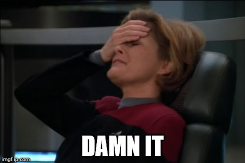 Captain Janeway Facepalm | DAMN IT | image tagged in captain janeway facepalm | made w/ Imgflip meme maker