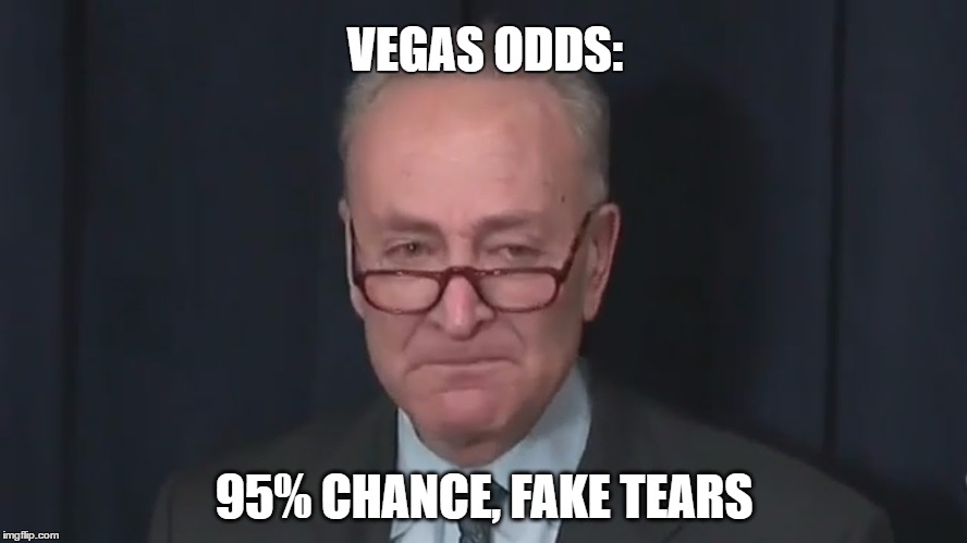 Chuck Schumer Crying | VEGAS ODDS:; 95% CHANCE, FAKE TEARS | image tagged in chuck schumer crying | made w/ Imgflip meme maker