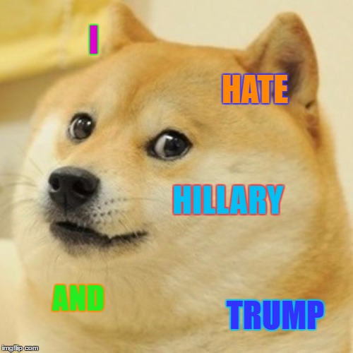 Doge Meme | I; HATE; HILLARY; AND; TRUMP | image tagged in memes,doge | made w/ Imgflip meme maker