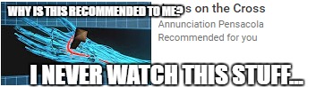 Youtube, why? | WHY IS THIS RECOMMENDED TO ME? I NEVER WATCH THIS STUFF... | image tagged in youtube,recommended,why | made w/ Imgflip meme maker