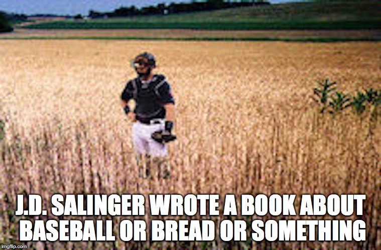 Catcher in the Rye | J.D. SALINGER WROTE A BOOK ABOUT BASEBALL OR BREAD OR SOMETHING | image tagged in catcher in the rye,memes | made w/ Imgflip meme maker