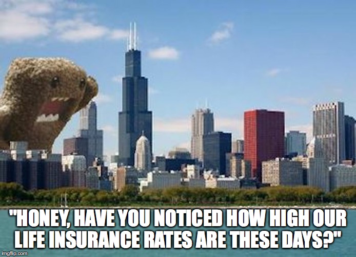 It Came Without Warning | "HONEY, HAVE YOU NOTICED HOW HIGH OUR LIFE INSURANCE RATES ARE THESE DAYS?" | image tagged in domo,chicago,memes | made w/ Imgflip meme maker