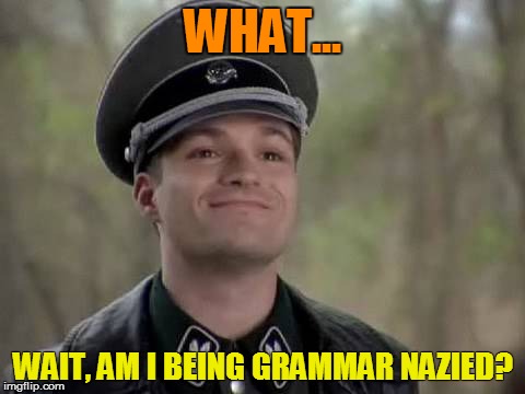 WHAT... WAIT, AM I BEING GRAMMAR NAZIED? | made w/ Imgflip meme maker