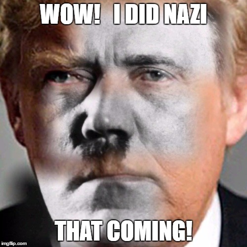 hitler trump nazi | WOW!   I DID NAZI; THAT COMING! | image tagged in hitler trump nazi | made w/ Imgflip meme maker