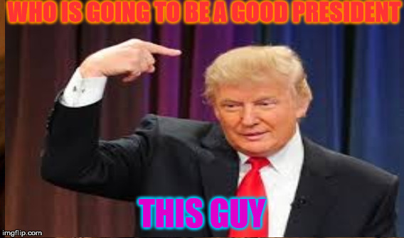 Trump Meme | WHO IS GOING TO BE A GOOD PRESIDENT; THIS GUY | image tagged in donald trump | made w/ Imgflip meme maker