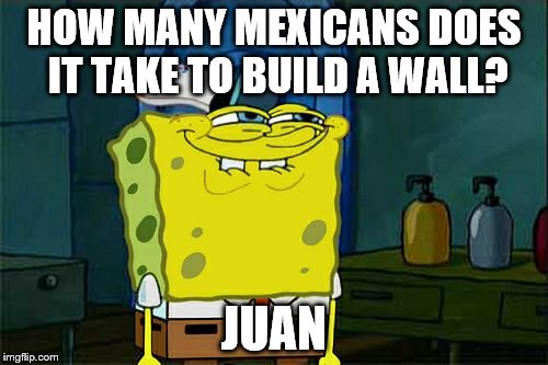 Don't You Squidward Meme | HOW MANY MEXICANS DOES IT TAKE TO BUILD A WALL? JUAN | image tagged in memes,dont you squidward | made w/ Imgflip meme maker