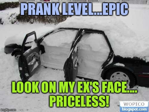 PRANK LEVEL...EPIC; LOOK ON MY EX'S FACE....    PRICELESS! | image tagged in a little cold inside | made w/ Imgflip meme maker