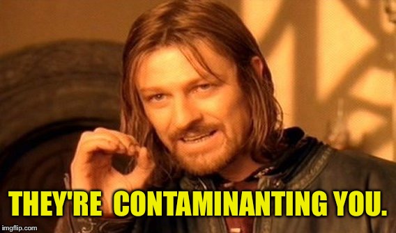One Does Not Simply Meme | THEY'RE  CONTAMINANTING YOU. | image tagged in memes,one does not simply | made w/ Imgflip meme maker