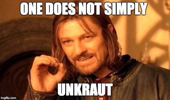 ONE DOES NOT SIMPLY UNKRAUT | image tagged in memes,one does not simply | made w/ Imgflip meme maker