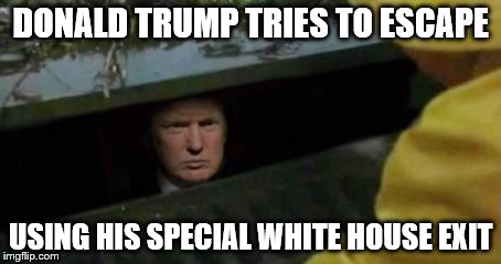 Trump sewer | DONALD TRUMP TRIES TO ESCAPE; USING HIS SPECIAL WHITE HOUSE EXIT | image tagged in trump sewer | made w/ Imgflip meme maker