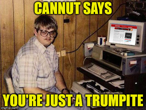 Internet Guide Meme | CANNUT SAYS; YOU'RE JUST A TRUMPITE | image tagged in memes,internet guide | made w/ Imgflip meme maker