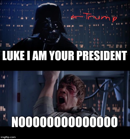 Star Wars No Meme | LUKE I AM YOUR PRESIDENT; NOOOOOOOOOOOOOO | image tagged in memes,star wars no | made w/ Imgflip meme maker