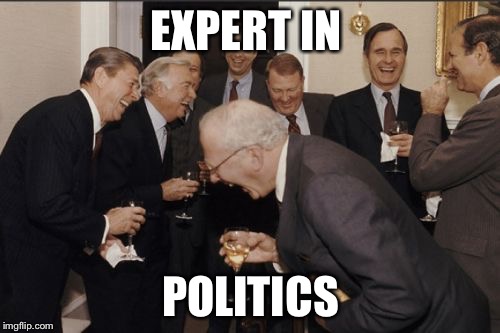 Laughing Men In Suits Meme | EXPERT IN POLITICS | image tagged in memes,laughing men in suits | made w/ Imgflip meme maker