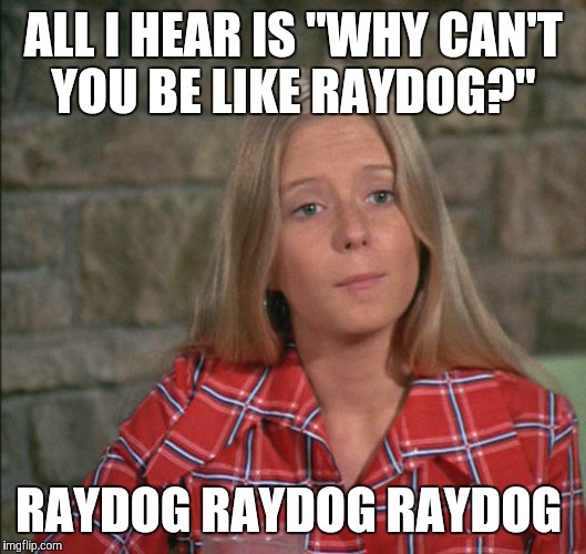 Raydog | ALL I HEAR IS "WHY CAN'T YOU BE LIKE RAYDOG?"; RAYDOG RAYDOG RAYDOG | image tagged in raydog,imgflip | made w/ Imgflip meme maker