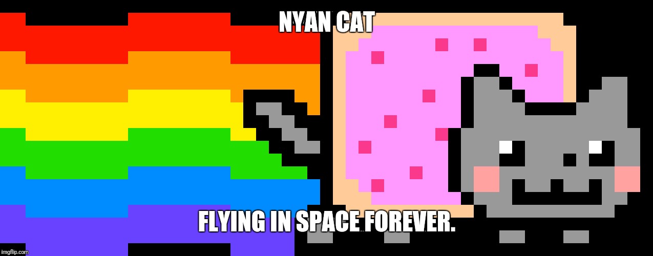 NyanCatInSpace9999999 | NYAN CAT; FLYING IN SPACE FOREVER. | image tagged in nyan cat | made w/ Imgflip meme maker