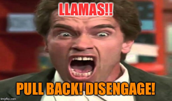 LLAMAS!! PULL BACK! DISENGAGE! | made w/ Imgflip meme maker