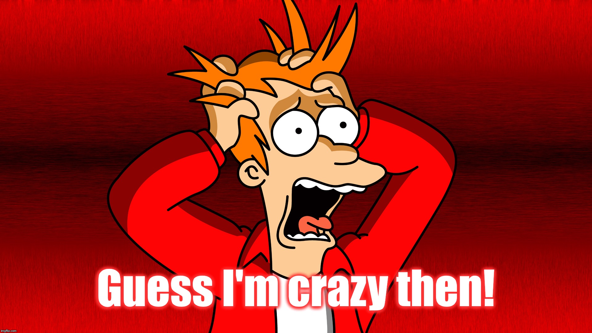 Fry Panic | Guess I'm crazy then! | image tagged in fry panic | made w/ Imgflip meme maker