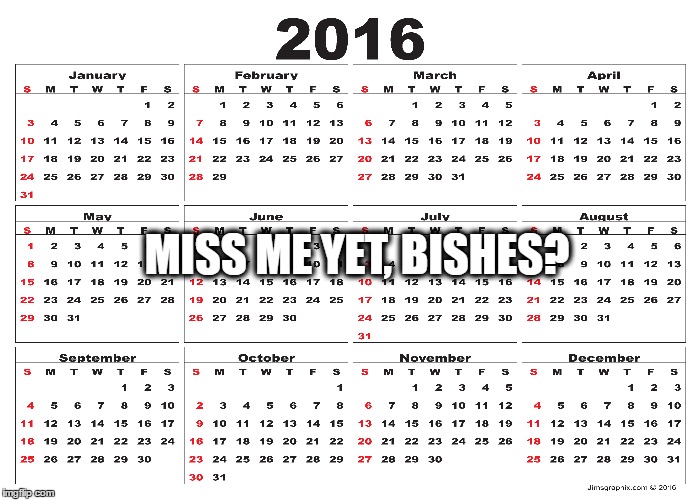 2016: Miss me yet? | MISS ME YET, BISHES? | image tagged in 2016,2020,apocalypse | made w/ Imgflip meme maker