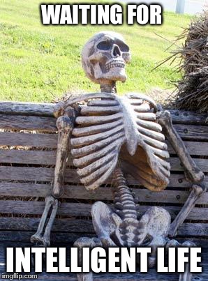 Waiting Skeleton Meme | WAITING FOR; INTELLIGENT LIFE | image tagged in memes,waiting skeleton | made w/ Imgflip meme maker