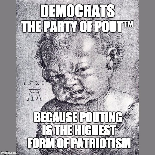 The Party of Pout™ | DEMOCRATS; THE PARTY OF POUT™; BECAUSE POUTING IS THE HIGHEST FORM OF PATRIOTISM | image tagged in democrats | made w/ Imgflip meme maker