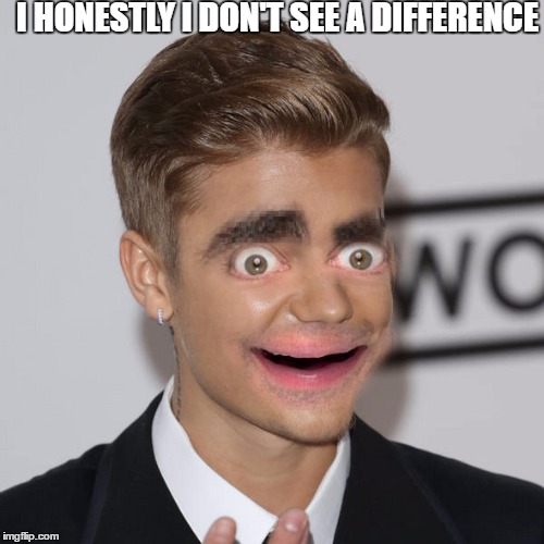 Justin Bean | I HONESTLY I DON'T SEE A DIFFERENCE | image tagged in photoshop,mr bean | made w/ Imgflip meme maker