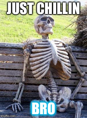 Waiting Skeleton | JUST CHILLIN; BRO | image tagged in memes,waiting skeleton | made w/ Imgflip meme maker