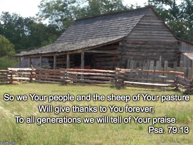 So we Your people and the sheep of Your pasture; Will give thanks to You forever;; To all generations we will tell of Your praise. Psa. 79:13 | image tagged in pasture | made w/ Imgflip meme maker