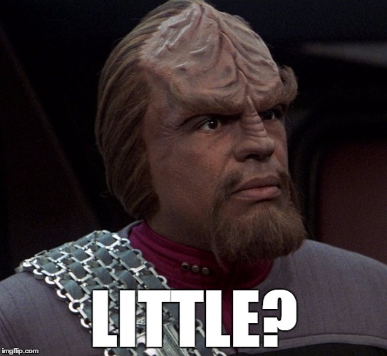 Worf little | LITTLE? | image tagged in worf | made w/ Imgflip meme maker