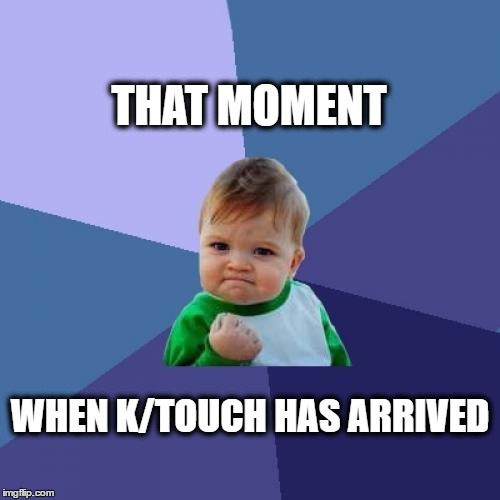 Success Kid | THAT MOMENT; WHEN K/TOUCH HAS ARRIVED | image tagged in memes,success kid | made w/ Imgflip meme maker