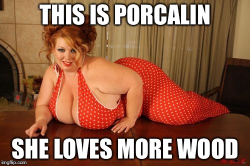 THIS IS PORCALIN SHE LOVES MORE WOOD | image tagged in big beautiful | made w/ Imgflip meme maker