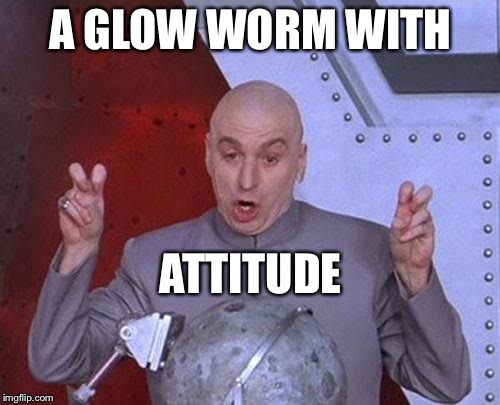 Dr Evil Laser Meme | A GLOW WORM WITH; ATTITUDE | image tagged in memes,dr evil laser | made w/ Imgflip meme maker