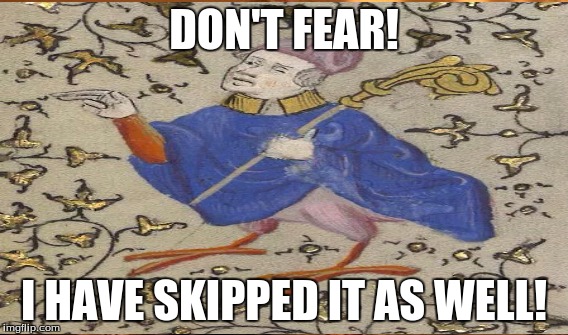 DON'T FEAR! I HAVE SKIPPED IT AS WELL! | made w/ Imgflip meme maker