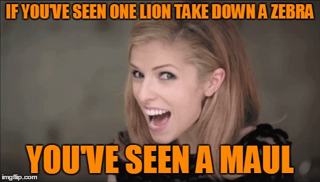 IF YOU'VE SEEN ONE LION TAKE DOWN A ZEBRA YOU'VE SEEN A MAUL | made w/ Imgflip meme maker