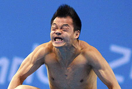 Chinese diver diving face Olympics constipation Blank Meme Template