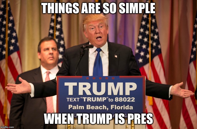 Donald J. Trump
 | THINGS ARE SO SIMPLE; WHEN TRUMP IS PRES | image tagged in trump | made w/ Imgflip meme maker