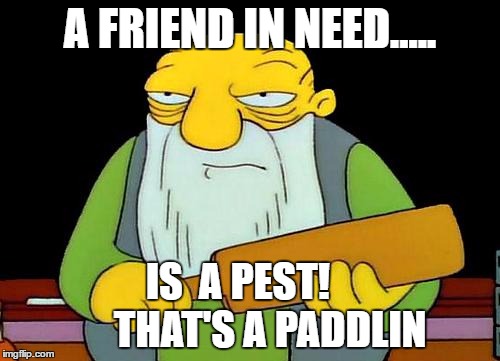 That's a paddlin' | A FRIEND IN NEED..... IS  A PEST!        THAT'S A PADDLIN | image tagged in memes,that's a paddlin' | made w/ Imgflip meme maker