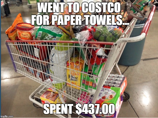 WENT TO COSTCO FOR PAPER TOWELS... SPENT $437.00 | image tagged in costco,shopping | made w/ Imgflip meme maker