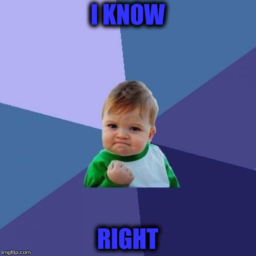Success Kid Meme | I KNOW RIGHT | image tagged in memes,success kid | made w/ Imgflip meme maker